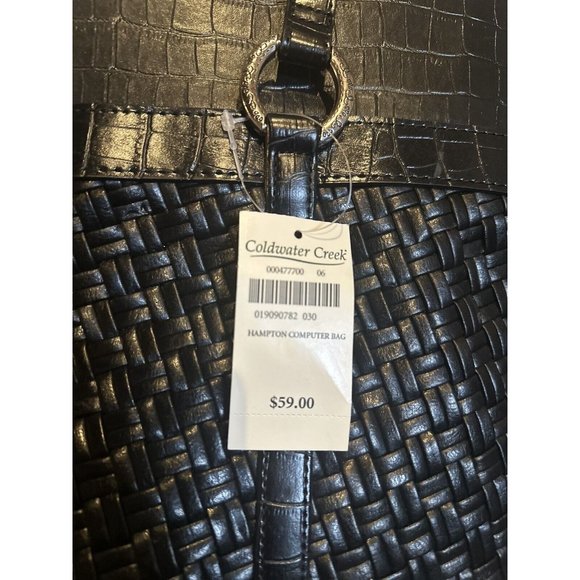 NWT COLDWATER CREEK Black Basket Embossed Weave/Croc,Hampton Computer Bag - Picture 5 of 6